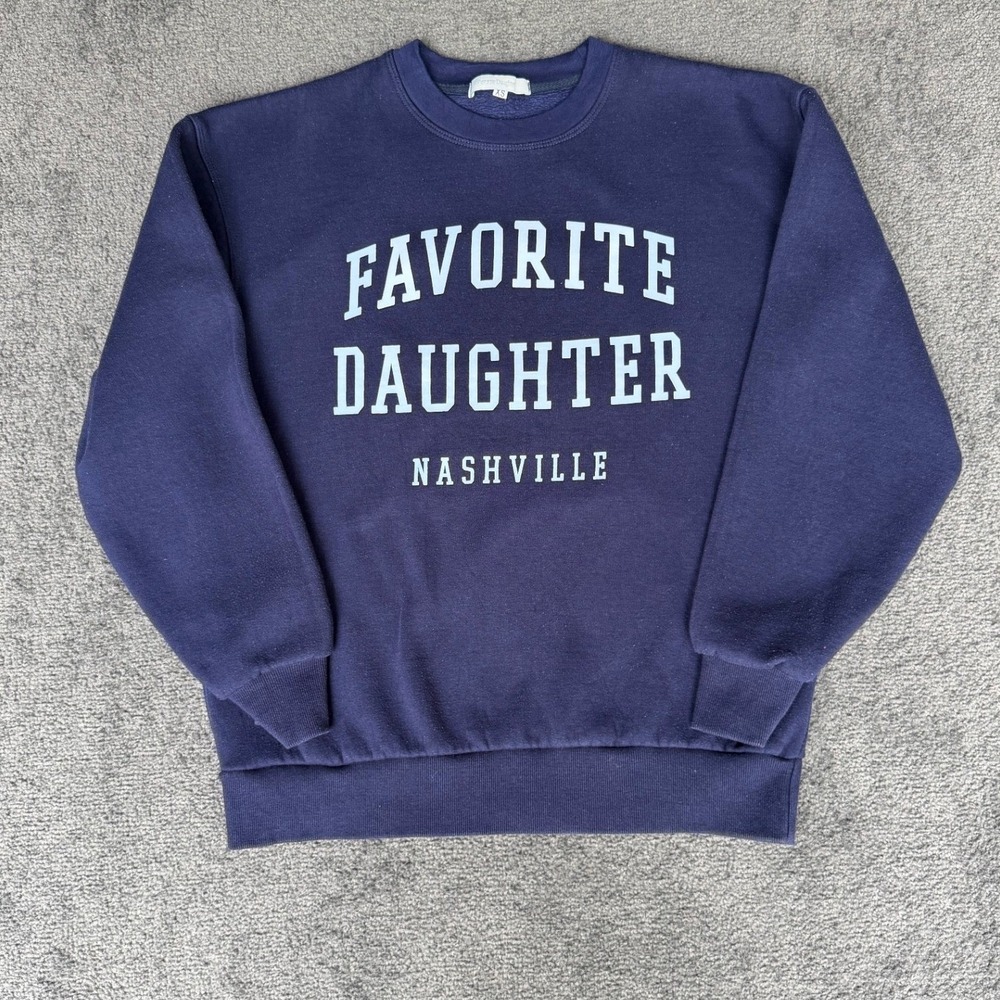 Favorite Daughter Nashville Graphic Crewneck‎ Sweatshirt Navy Blue XS